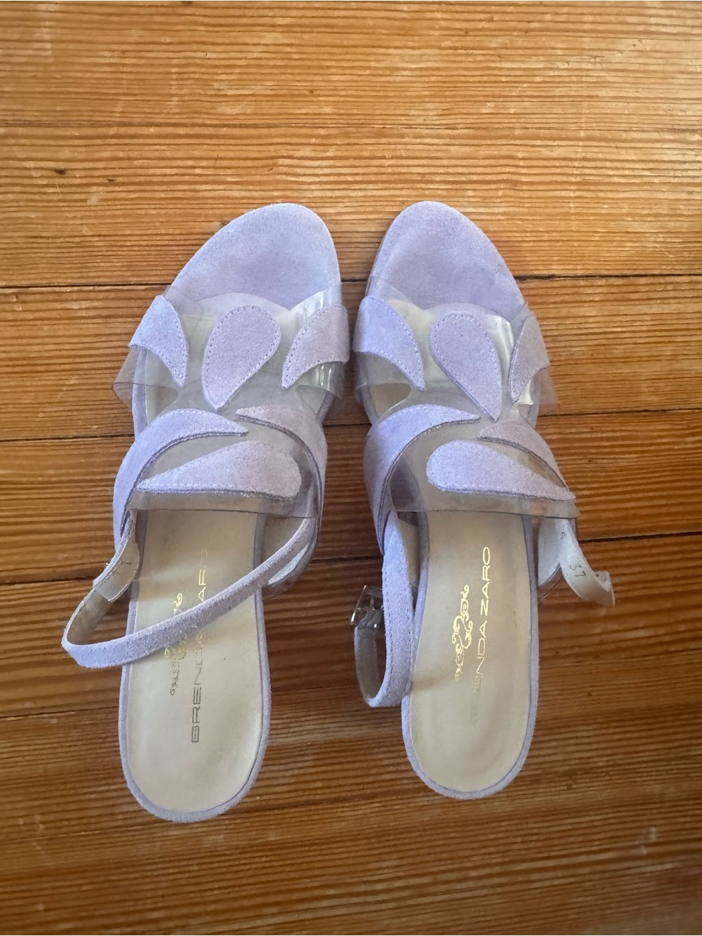 Lavender Suede Petal-Detail Slingback Heels